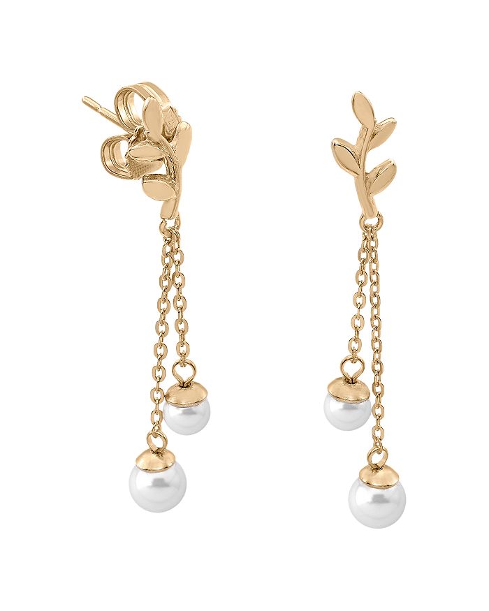 MAJORICA SIMULATED PEARL DOUBLE DROP EARRINGS,OME2138PW
