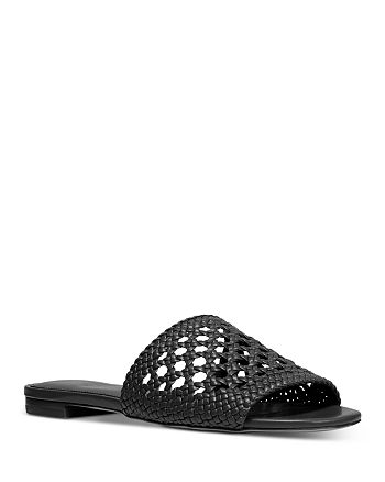 MICHAEL Michael Kors Women's Augustine Woven Leather Slide Sandals |  Bloomingdale's