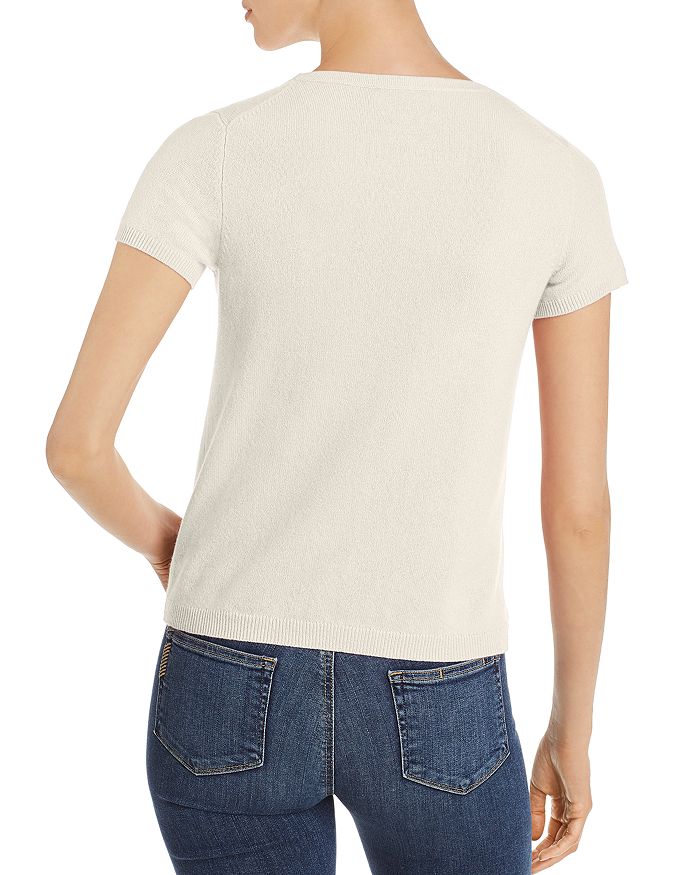Shop C By Bloomingdale's Short-sleeve Cashmere Sweater - 100% Exclusive In Ivory