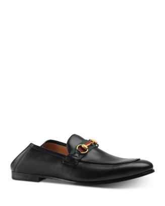 Gucci Men's Web Brixton Leather Loafers - Black - Size 12
