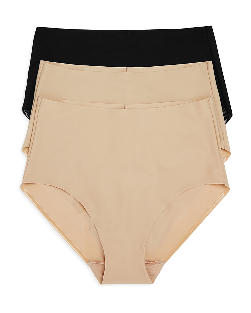 Tc Fine Intimates Micro Briefs, Set Of 3 In Warm Beige/black