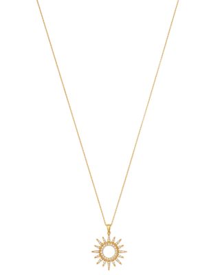 Diamond Sun Pendant Necklace in 14K Yellow Gold, 0.75 tcw 