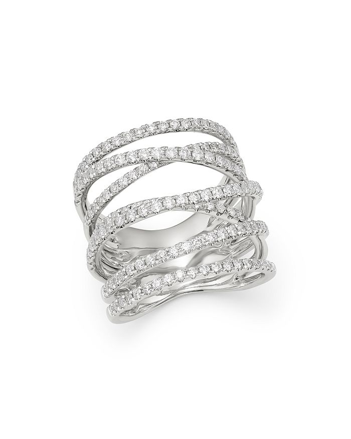 Bloomingdale's Diamond Crossover Ring In 14k White Gold, 1.0 Ct. T.w. - 100% Exclusive