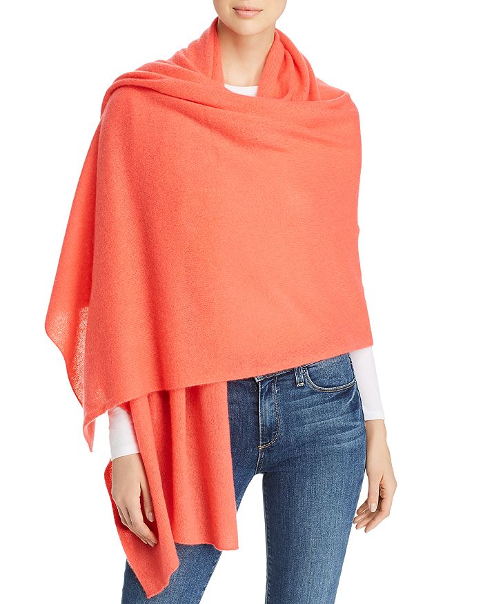 C By Bloomingdale's Cashmere Travel Wrap - 100% Exclusive In Coral Red