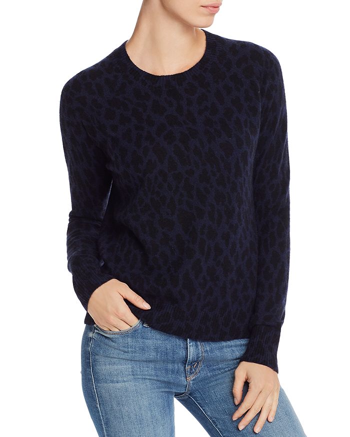 Aqua Cashmere Leopard Pattern Cashmere Sweater - 100% Exclusive In Night Combo