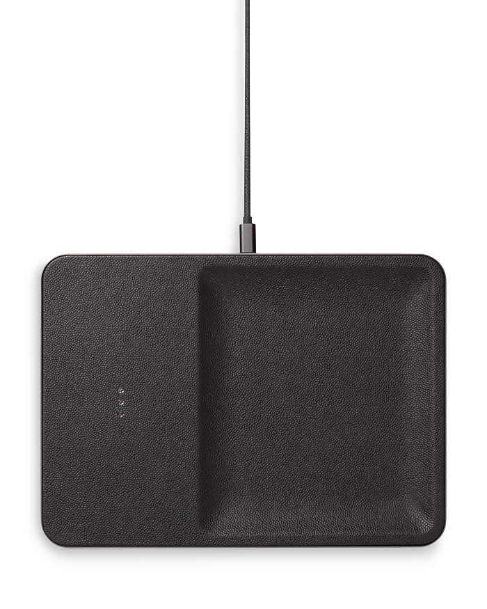 Courant Catch:3 Leather Wireless Charging Pad And Organizer In Gray