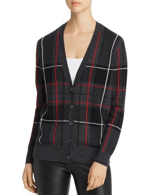 Plaid Cashmere Grandfather Cardigan 