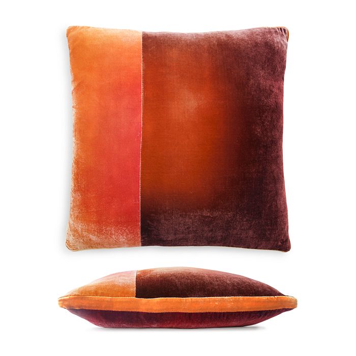 Kevin O'brien Studio Colour-block Velvet Decorative Pillow, 22 X 22 In Wildberry