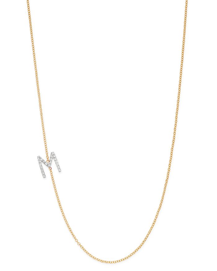 Zoe Lev 14k Yellow Gold Diamond Asymmetric Initial Necklace, 18 In M/gold