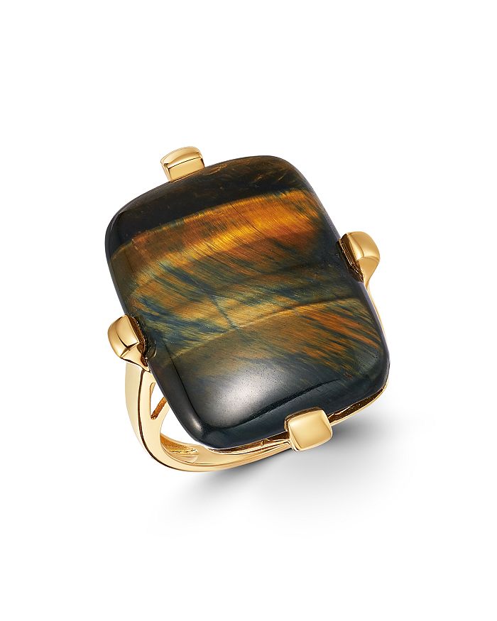 Bloomingdale's Blue Tiger Eye Statement Ring In 14k Yellow Gold - 100% Exclusive In Brown/gold