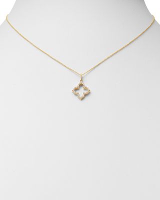 Diamond Clover Pendant Necklace in 14K Yellow Gold, 0.15 tcw 