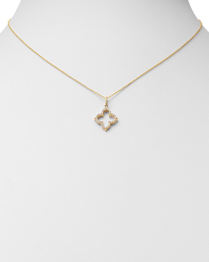 Bloomingdale's Diamond Clover Pendant Necklace In 14k Yellow Gold, 0.15 Ct. T. W. - Exclusive In White/gold