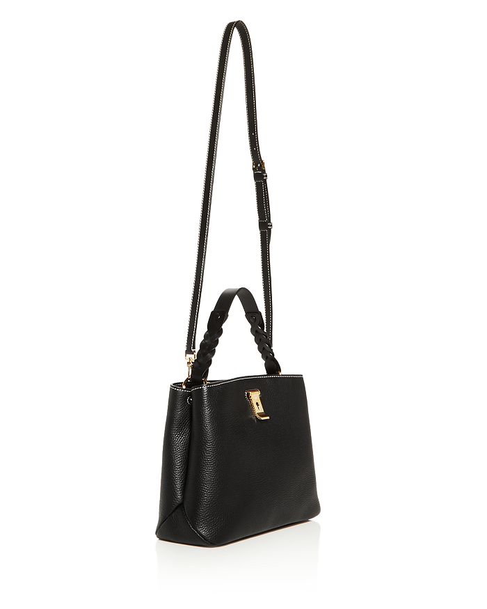Bally Lucyle Small Pebbled Leather Shoulder Bag In Black/gold | ModeSens