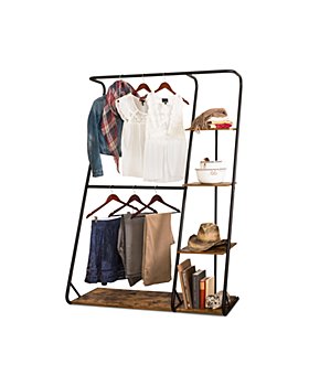 Honey Can Do - Rustic Z-Frame Wardrobe with Shelves
