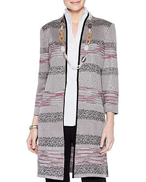 Misook Intarsia Patterned Knit Duster Jacket In Multi | ModeSens