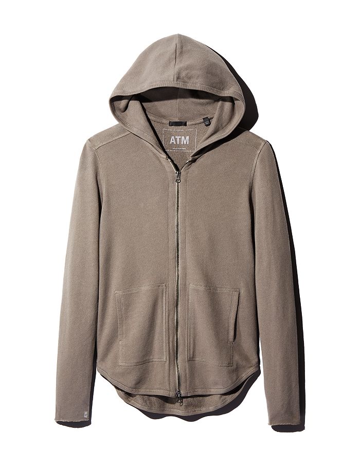 Atm Anthony Thomas Melillo Zip-front Hoodie In Gray
