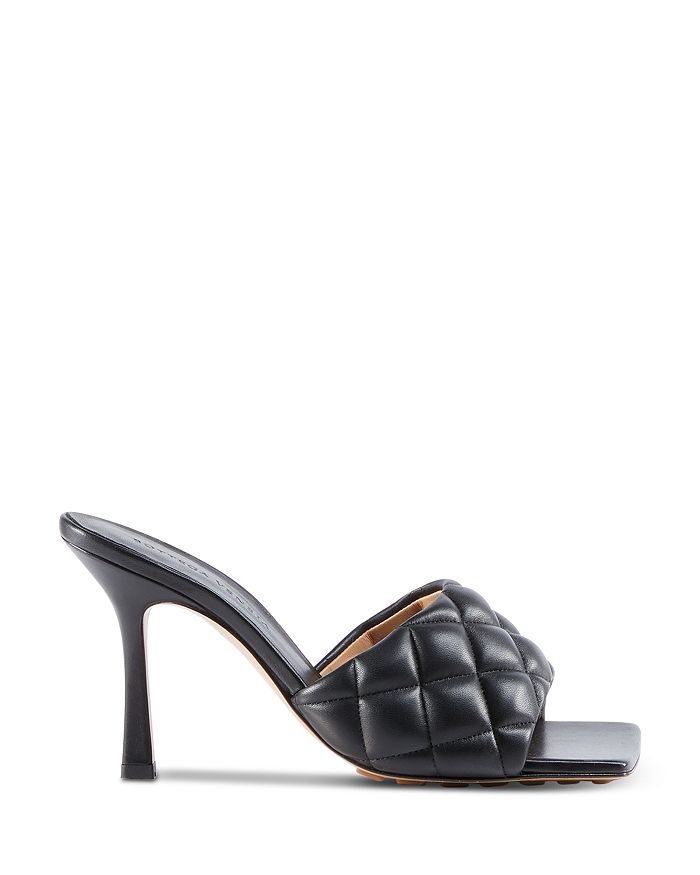 Bottega Veneta Women's Quilted High Heel Slide Sandals In Black | ModeSens