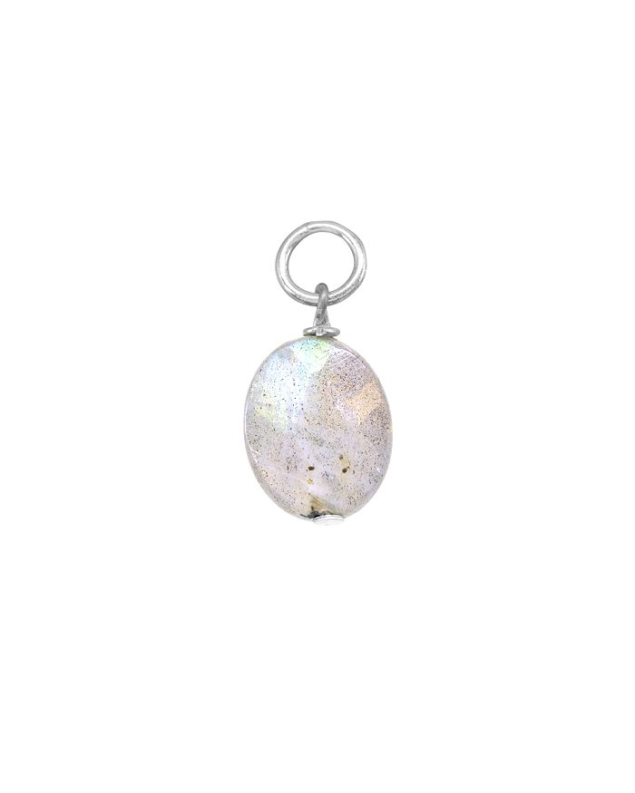 Aqua Stone Ball Drop Charm In Sterling Silver Or 18k Gold-plated Sterling Silver - 100% Exclusive In Labradorite/silver