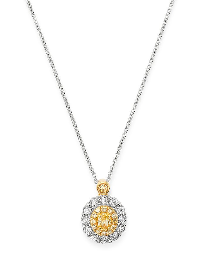 Bloomingdale's Oval Yellow & White Diamond Necklace In 18k Yellow & White Gold, 17 - 100% Exclusive In Yellow/white