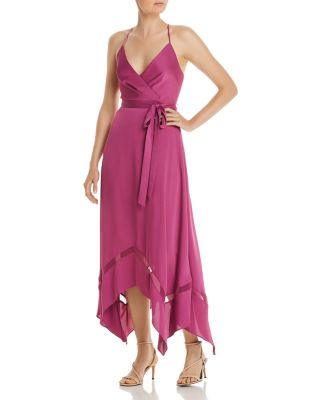 Bcbgmaxazria Crepe back Satin Faux Wrap Dress In Vivid Violet