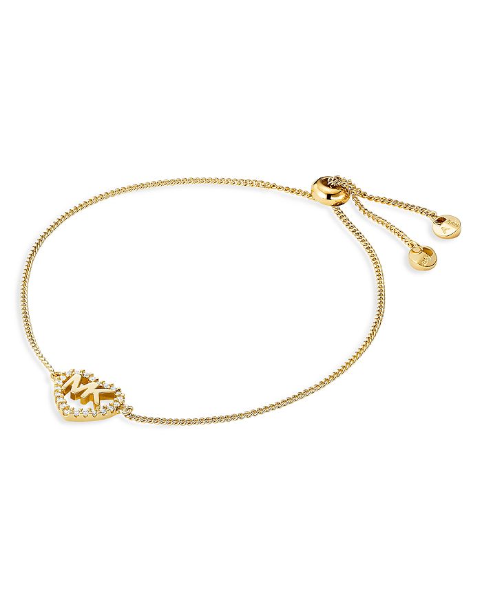 Michael Kors Pave Logo Heart Slider Bracelet In 14k Gold-plated Sterling Silver, 14k Rose Gold-plated Sterling Si
