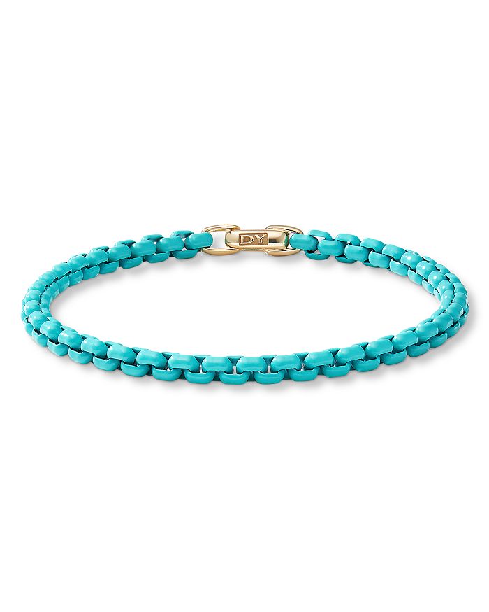 Shop David Yurman Stainless Steel Bel Aire Chain Bracelet With 14k Yellow Gold Accent In Turquoise/gold