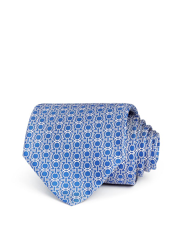 Ferragamo Icona Gancini Classic Silk Tie In Blue