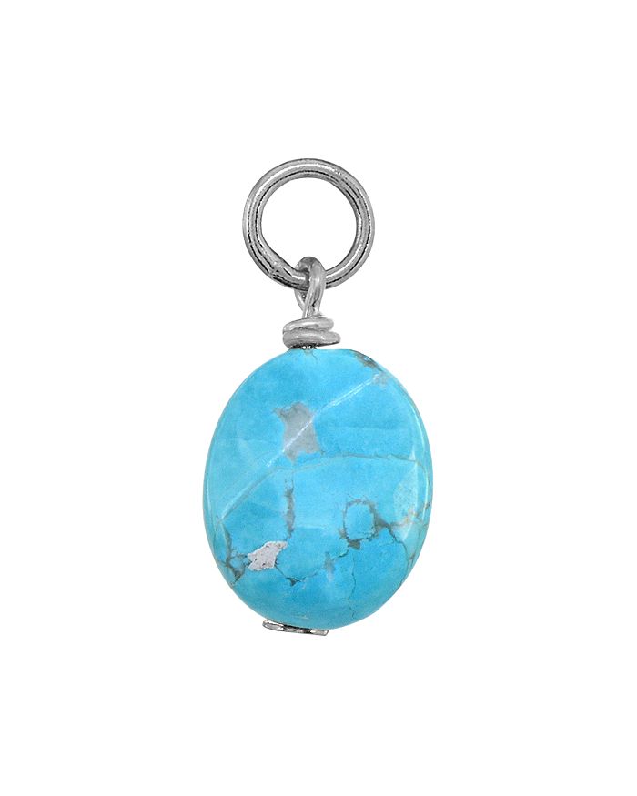 Aqua Stone Ball Drop Charm In Sterling Silver Or 18k Gold-plated Sterling Silver - 100% Exclusive In Howalite/silver