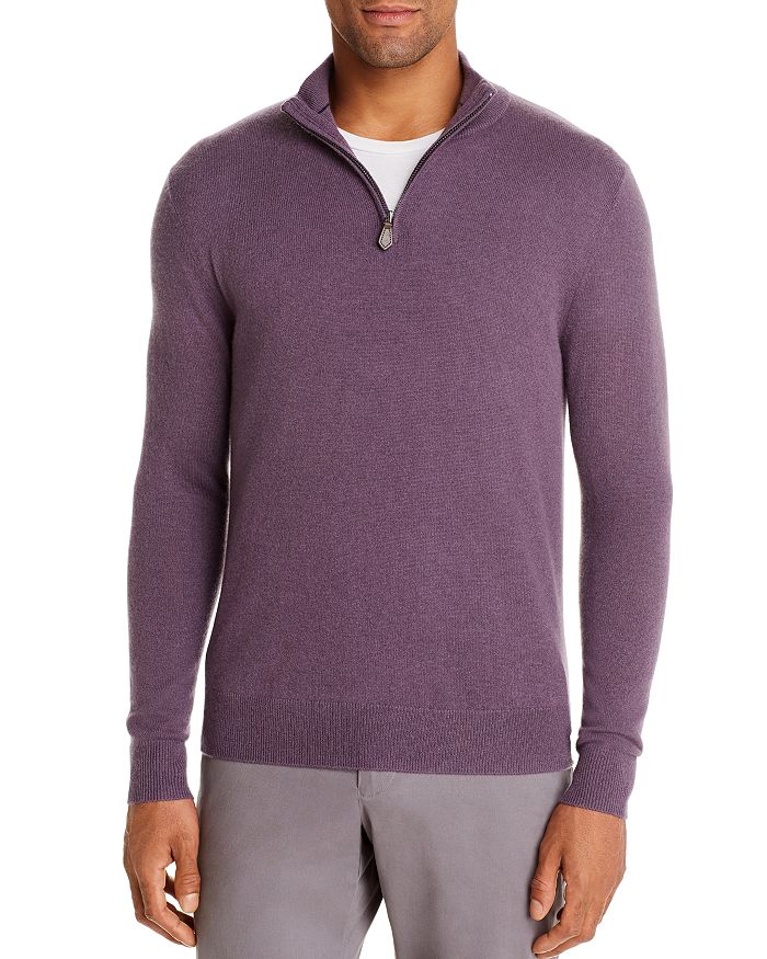 The Men's Store At Bloomingdale's Cashmere Half-zip Sweater - 100% Exclusive In Mulberry