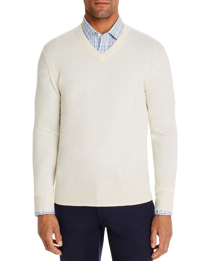 The Men's Store At Bloomingdale's Cashmere V-neck Sweater - 100% Exclusive In Ivory