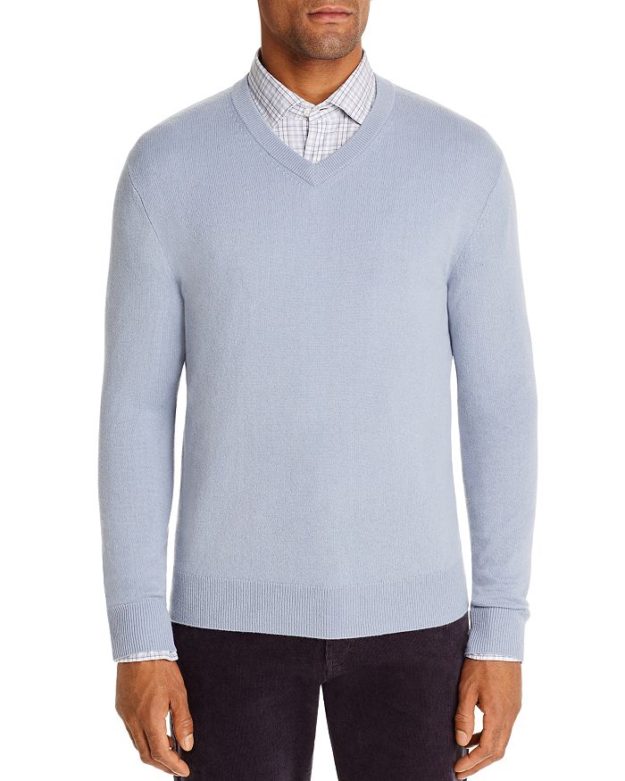 The Men's Store At Bloomingdale's Cashmere V-neck Sweater - 100% Exclusive In Light Blue Slate