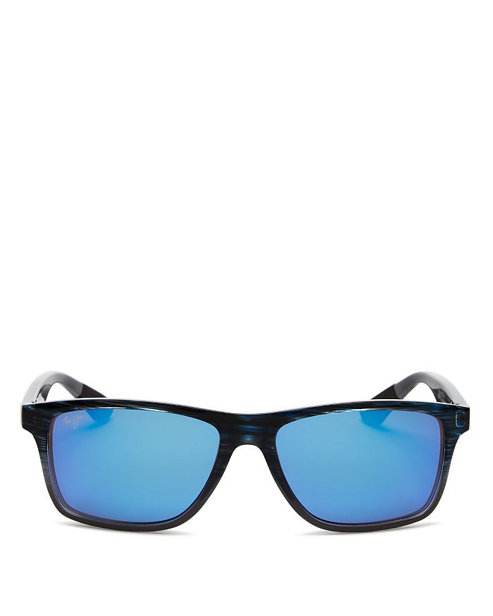 Shop Maui Jim Onshore Polarized Rectangular Sunglasses, 58mm In Blue Black Stripe Fade/blue Hawaii Gradient Polarized