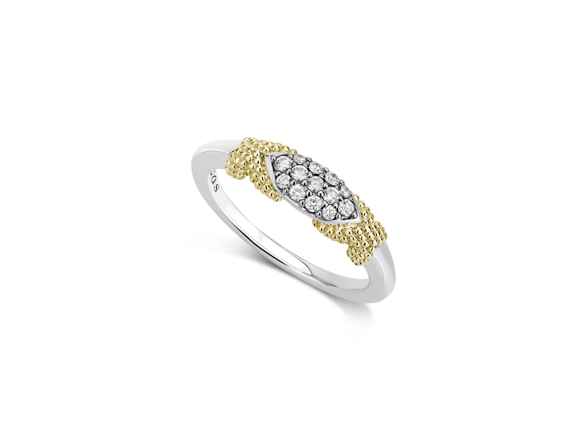 Sterling Silver & 18K Yellow Gold Caviar Lux Diamond Ring - Image 1