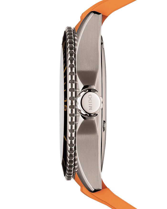 Mido Ocean Star Automatic Rubber Strap Watch, 42mm In Black/orange