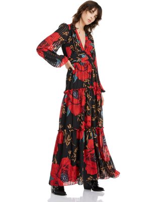 black and red floral maxi dress