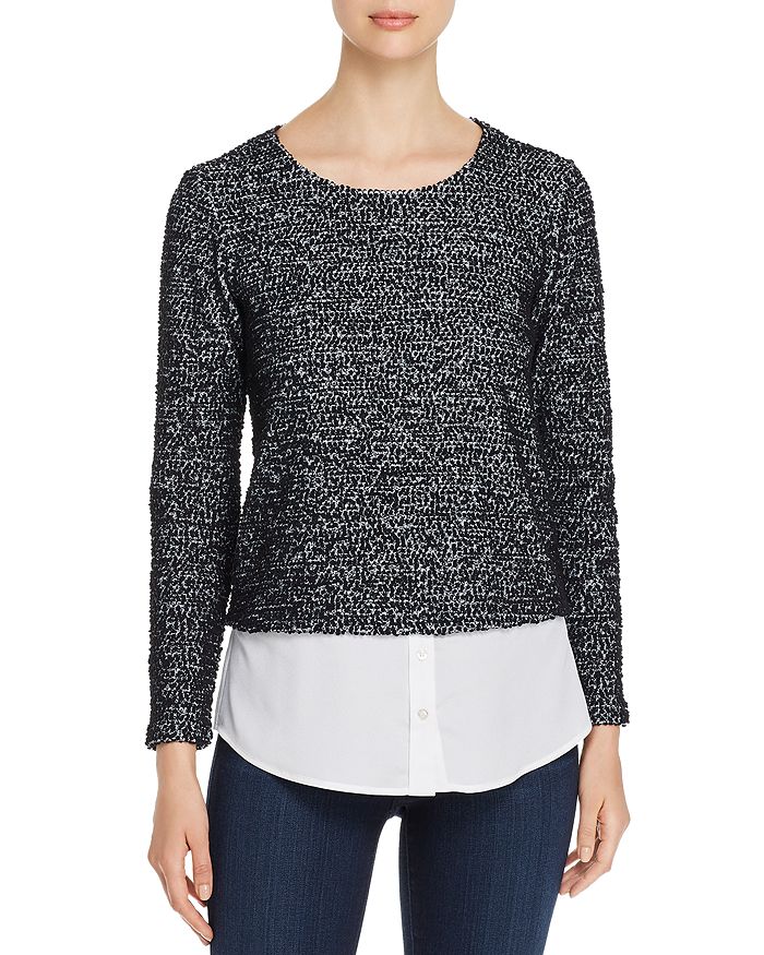 Minnaar Verdienen Bestrooi Calvin Klein Layered-look Textured Sweater In Black Multi | ModeSens