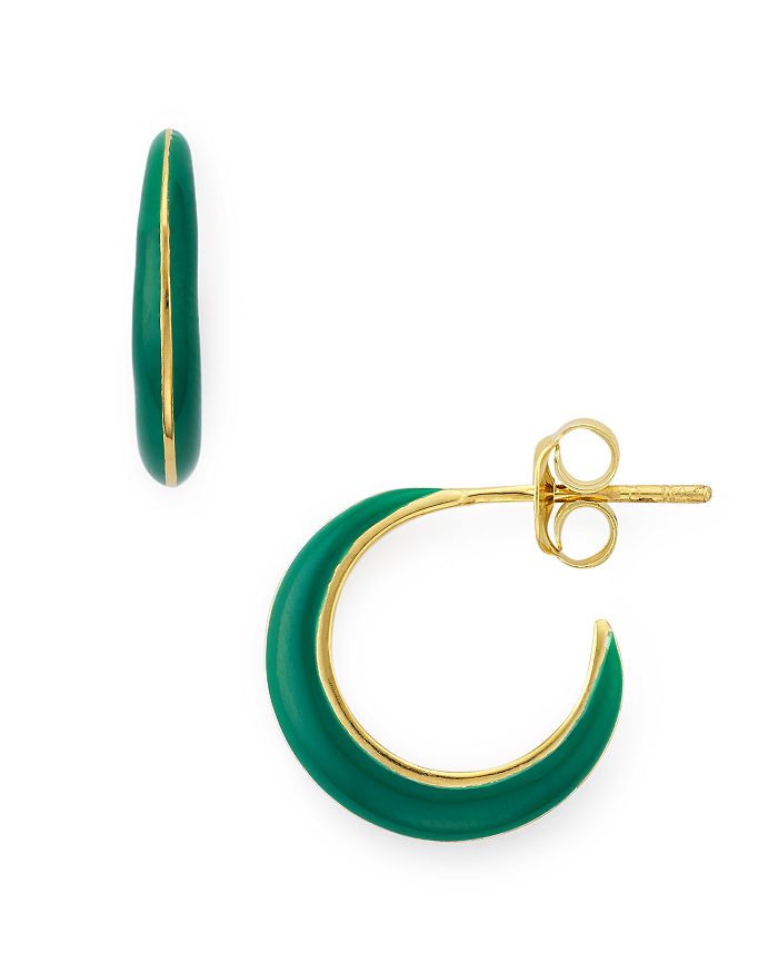 Argento Vivo Montauk Enamel Huggie Crescent Earrings In Green