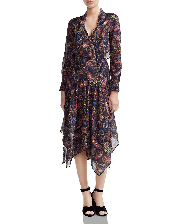 Maje Rista Paisley-Print Tie-Detail Midi Dress | Bloomingdale's