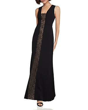 BCBGMAXAZRIA LACE-INSET FIT-AND-FLARE GOWN,EVA6205087