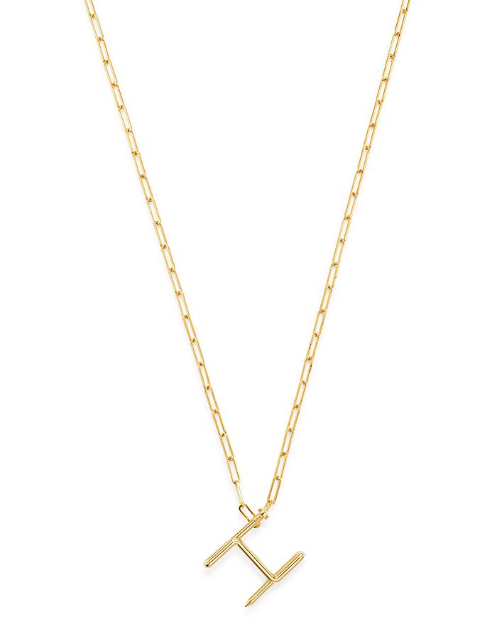Zoe Lev 14k Yellow Gold Large Nail Initial Necklace, 18 In H/gold