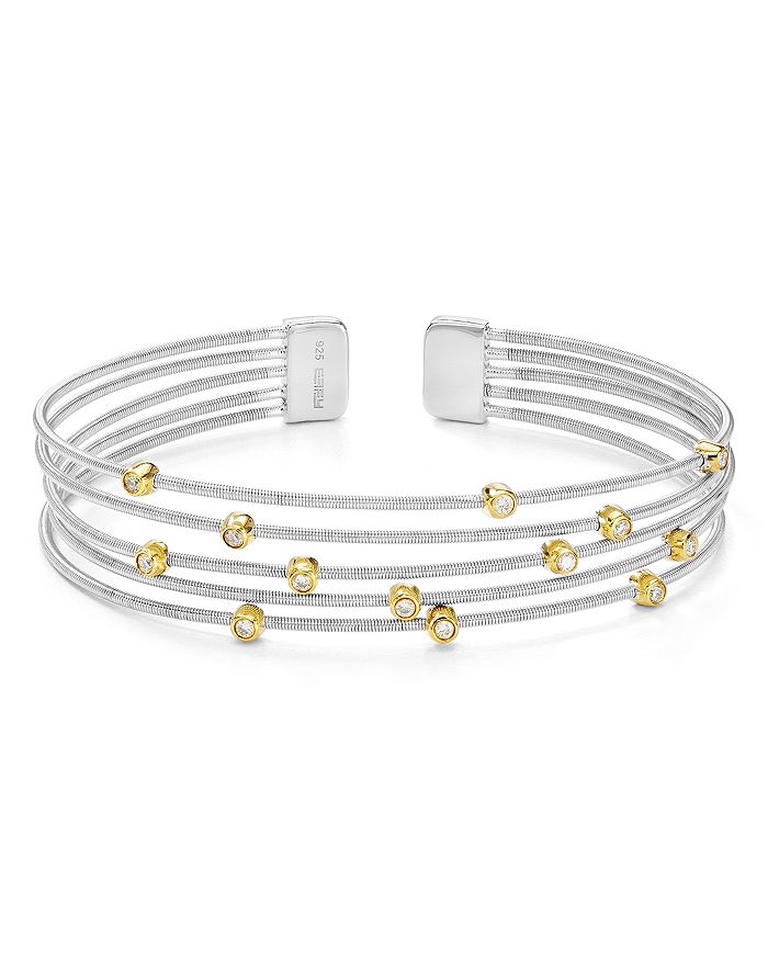 Bloomingdale's Marc & Marcella Diamond Bangle Bracelet In Sterling Silver, 0.25 Ct. T.w. - 100% Exclusive In Gold/silver