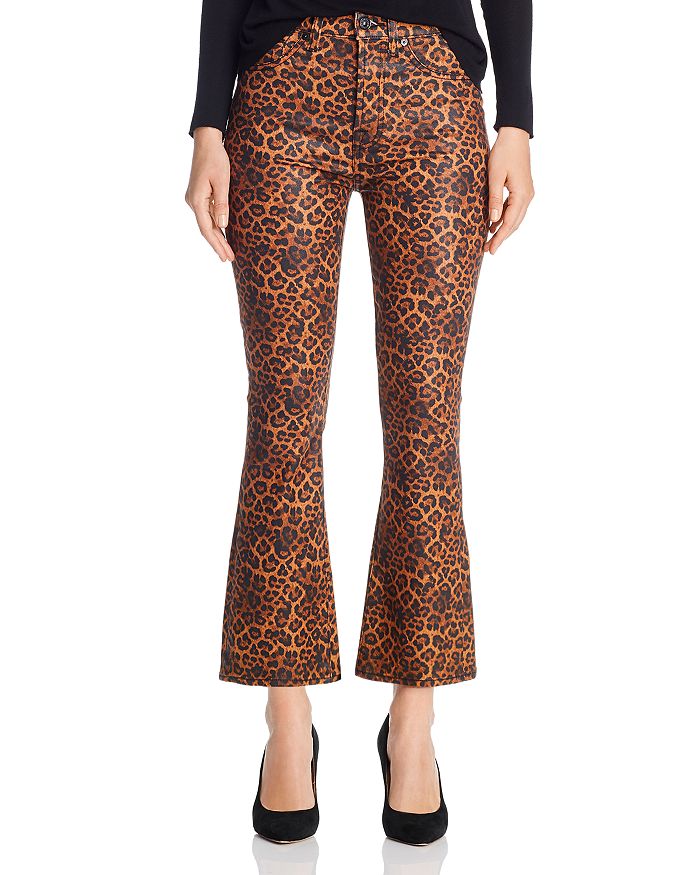 7 FOR ALL MANKIND HIGH-WAISTED KICK-FLARE JEANS IN COATED BLACK/PENNY LEOPARD,AU8694277