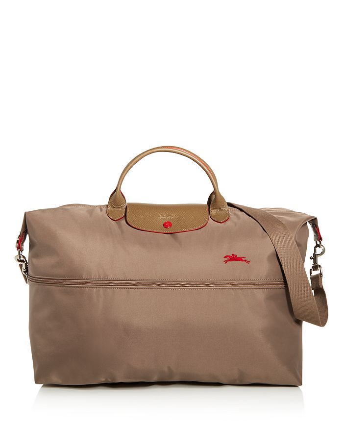 Longchamp Le Pliage Club Expandable Large Nylon Travel Bag In Mink/silver