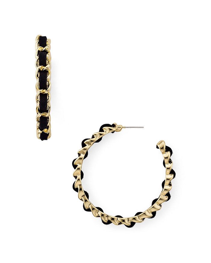 Aqua Woven Link Hoop Earrings - 100% Exclusive In Black/gold