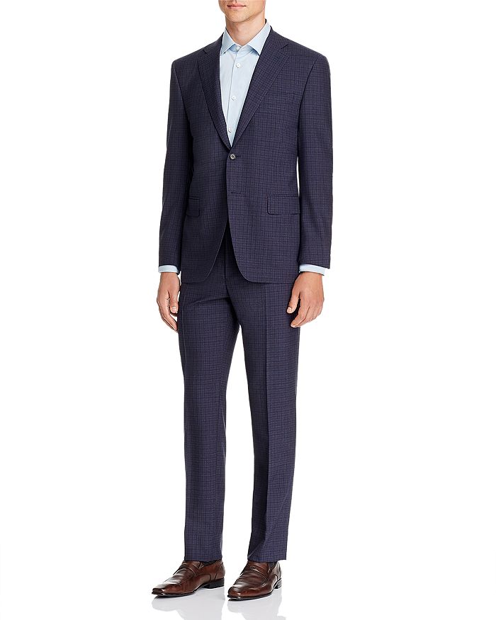 Canali Siena Check Classic Fit Suit In Navy/purple