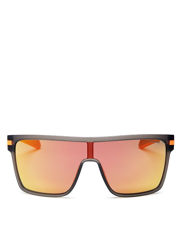 Polaroid Men's Polarized Shield Sunglasses, 99mm In Black/orange