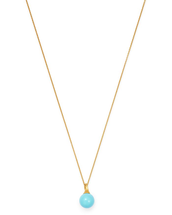 MARCO BICEGO 18K YELLOW GOLD AFRICA TURQUOISE PENDANT NECKLACE, 16.75,CB2493-TU-Y