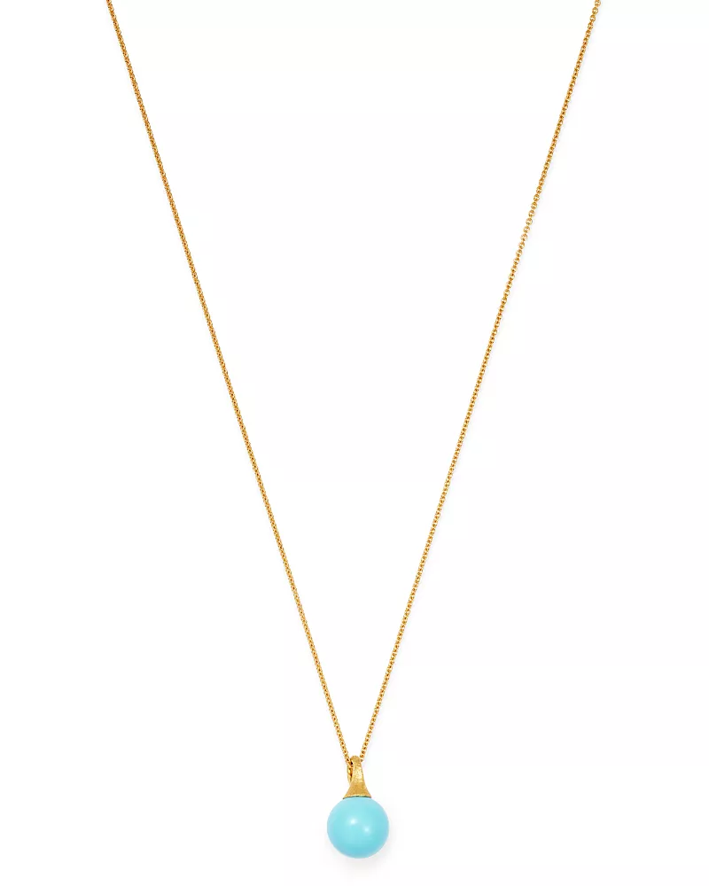 Marco Bicego 18K Yellow Gold Africa Boule Turquoise Pendant Necklace, 16.75