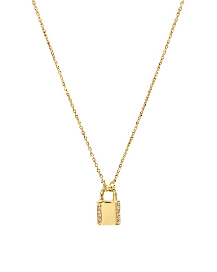 Kate Spade Pave Lock Mini Pendant Necklace In Clear/ Gold | ModeSens