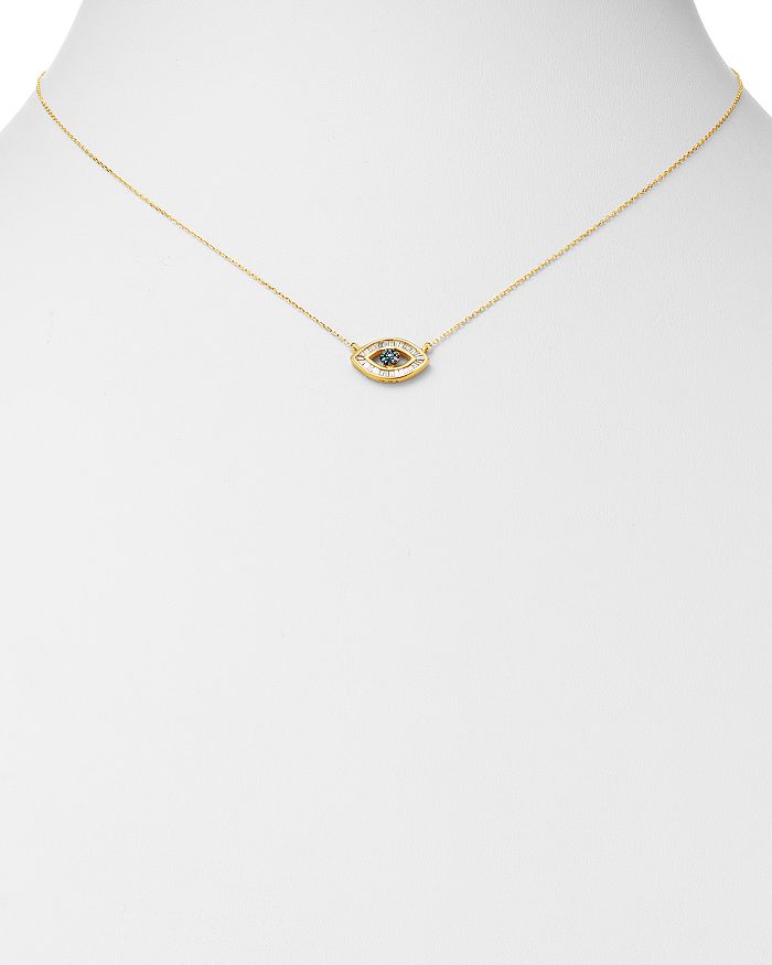 Shop Adina Reyter 14k Yellow Gold White & Blue Diamond Evil Eye Pendant Necklace, 16 In Multi/gold
